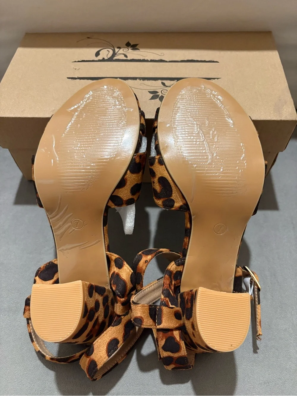 Women’s Leopard Print Block Heel Sandals - US Size 8.5